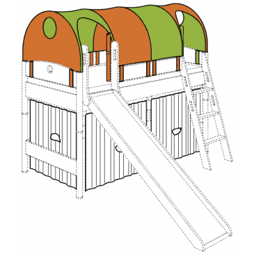 Крыша-фургон с 2-мя проемами Paidi Оранжевый/зеленый